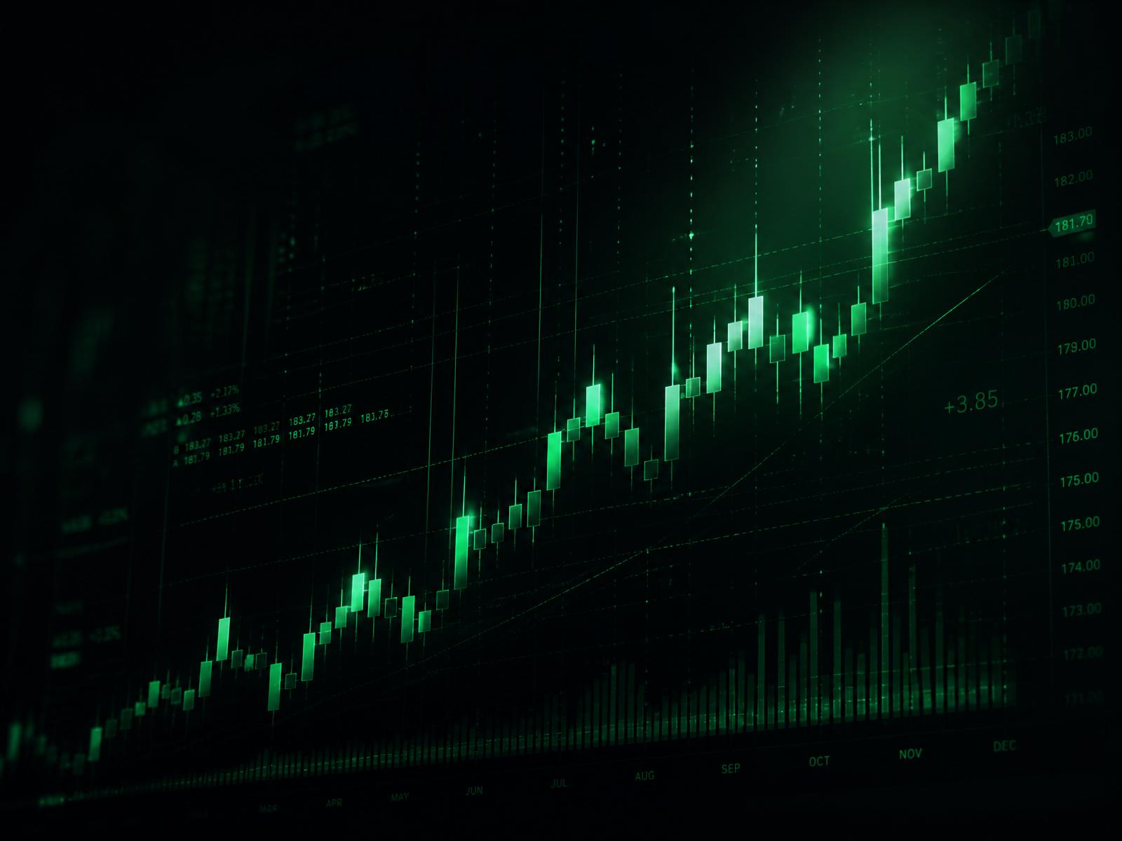 Emerald candlestick chart showing an uptrend
